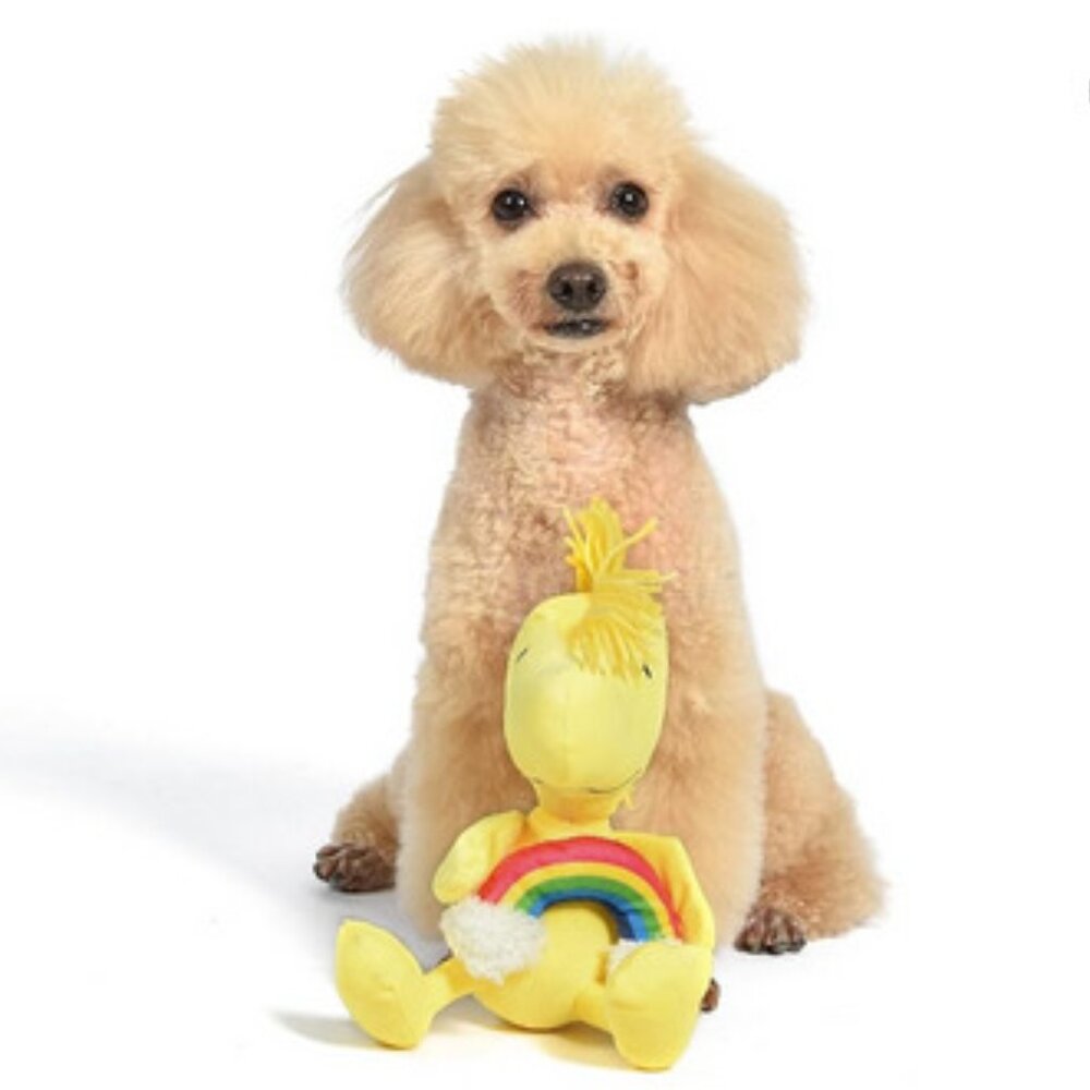 NWT ~ PEANUTS: Pride Woodstock Rainbow Squeaker & Crinkle 6 inch Pet Toy
